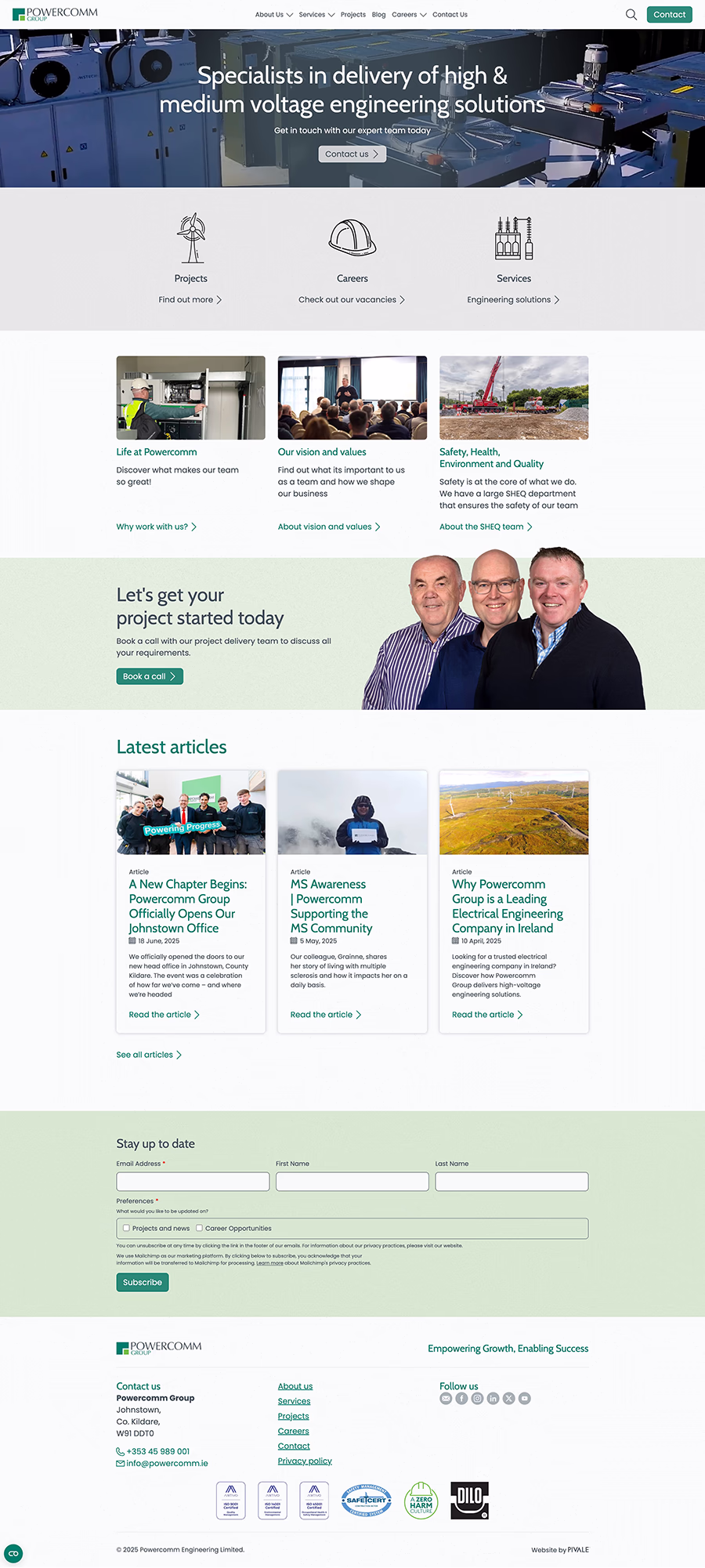 Powercomm Group homepage screenshot.